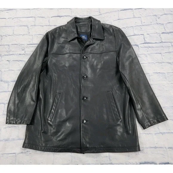 Brooks Brothers 346 MENS SIZE L Black Classic Super Soft Leather Jacket Lined